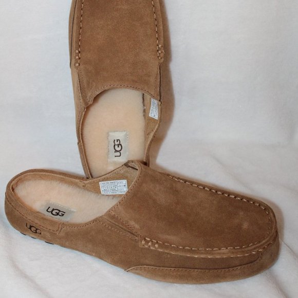 UGG SUEDE SHEARLING SLIP ON SLIPPERS CHESTNUT - Picture 7 of 8